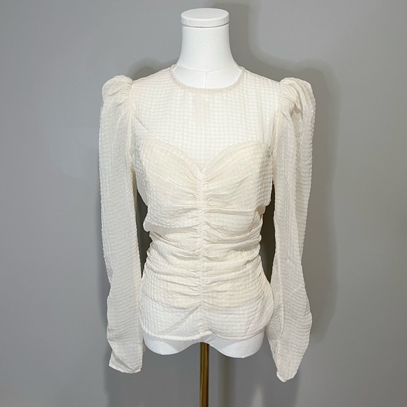 Astr Tops - Revolve ASTR The Label Dalma Semi Sheer Gingham Top Size S